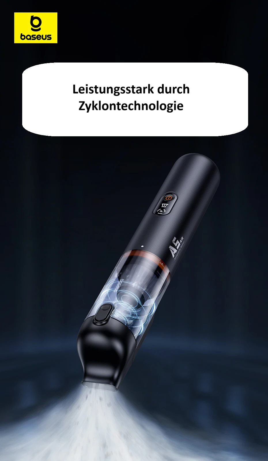 Kabelloser Autostaubsauger mit starker Saugkraft und HEPA-Filter Baseus A5 Air