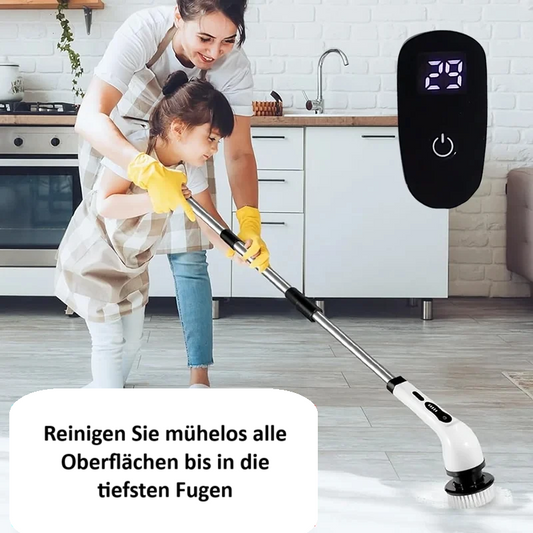Multifunktionale Kabellose Elektrische Reinigungsbürste "Brushi" – 360° Power-Schrubber mit 6 Bürstenaufsätzen & Teleskopstiel