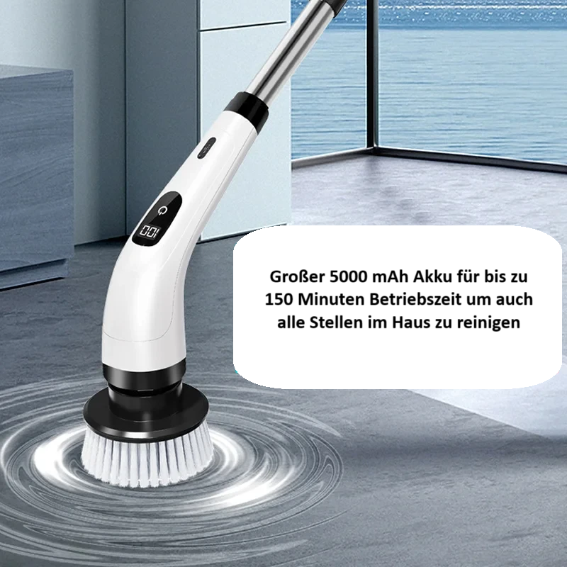 Multifunktionale Kabellose Elektrische Reinigungsbürste "Brushi" – 360° Power-Schrubber mit 6 Bürstenaufsätzen & Teleskopstiel