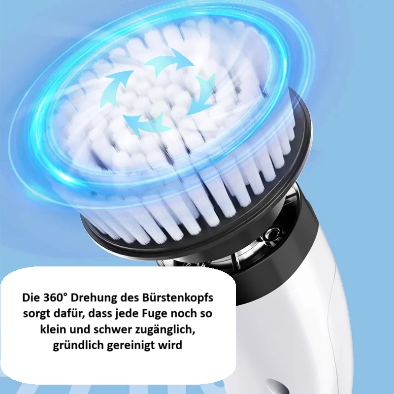 Multifunktionale Kabellose Elektrische Reinigungsbürste "Brushi" – 360° Power-Schrubber mit 6 Bürstenaufsätzen & Teleskopstiel