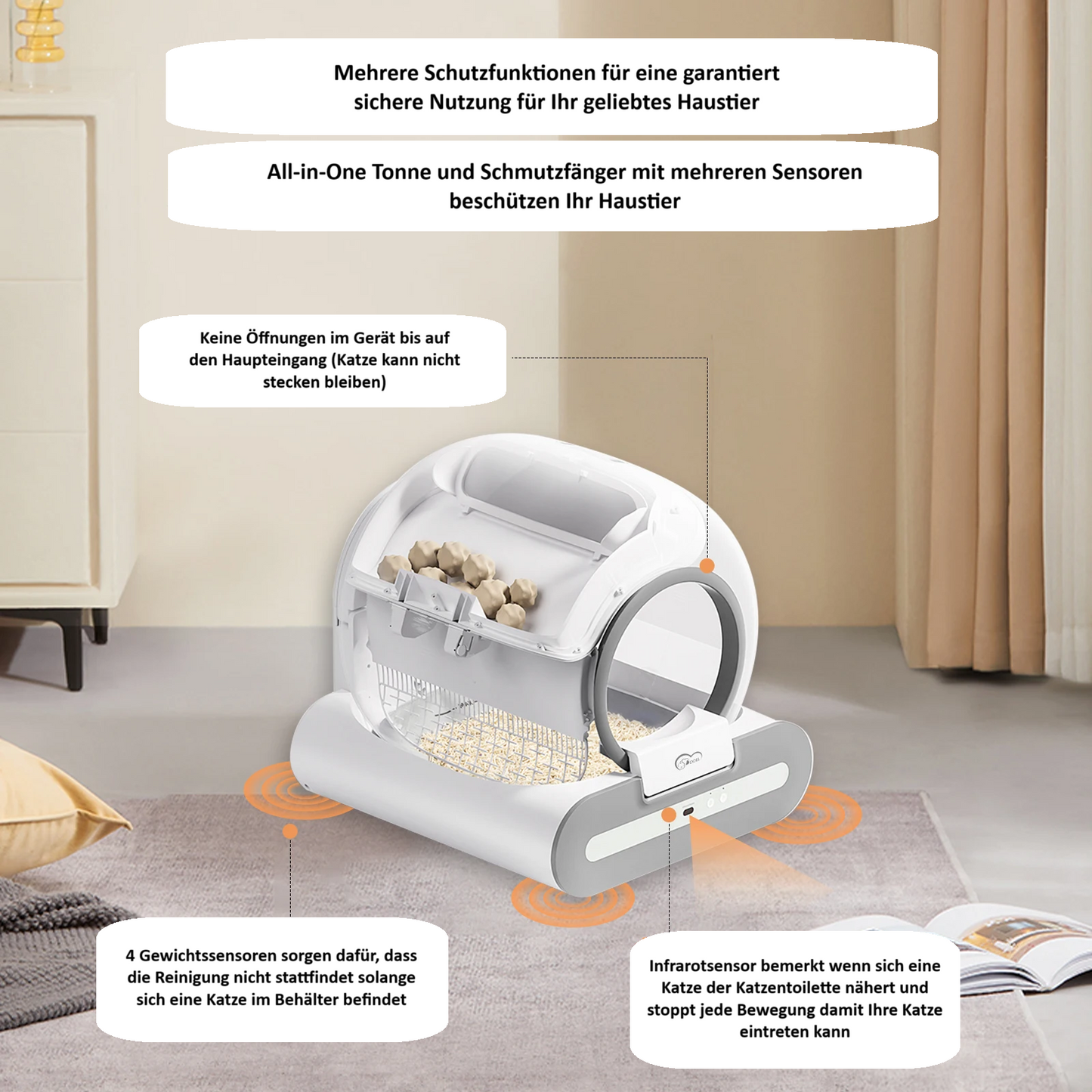 Selbstreinigende Katzentoilette DOEL "Cathy" mit App-Steuerung