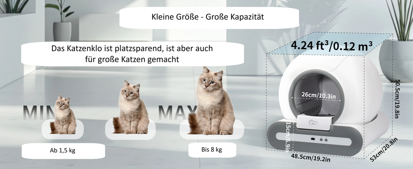 Selbstreinigende Katzentoilette DOEL "Cathy" mit App-Steuerung