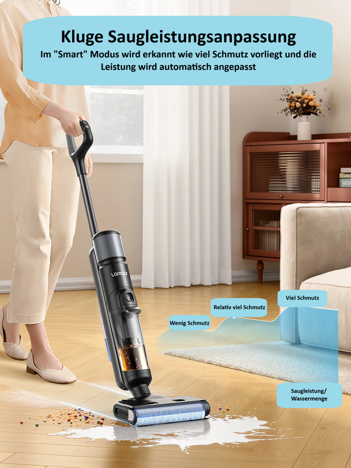 Nass-Trocken-Staubsauger Laresar M3 13 kPA 250W kabelloser All-in-One Staubsauger und Mopp