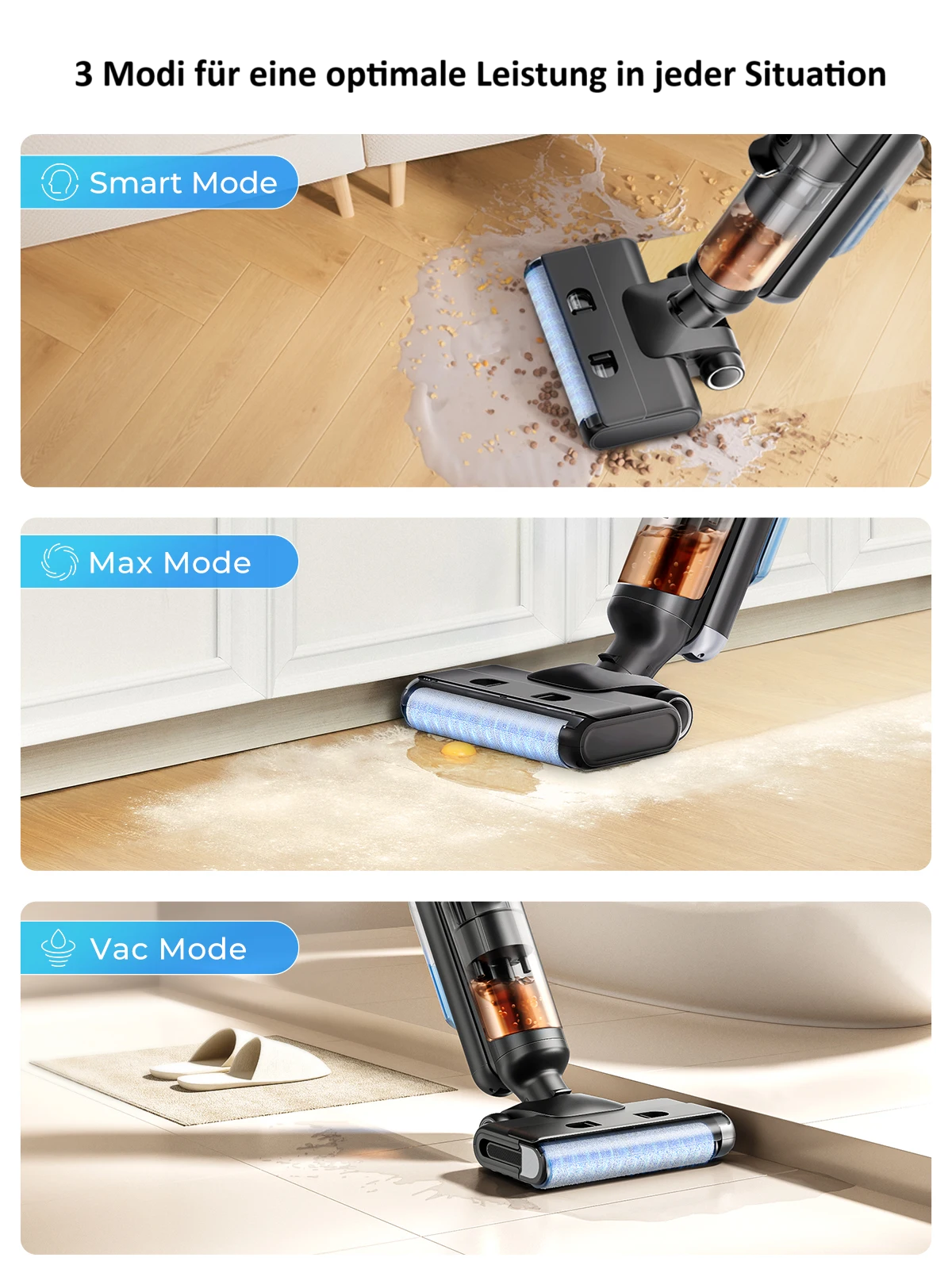 Nass-Trocken-Staubsauger Laresar M3 13 kPA 250W kabelloser All-in-One Staubsauger und Mopp