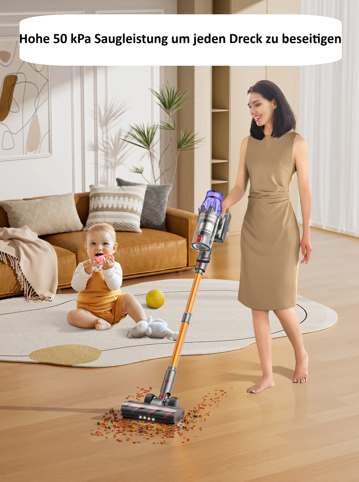 Kabelloser+Beutelloser Akkustaubsauger Laresar V7 500W 50KPA mit Wandhalterung